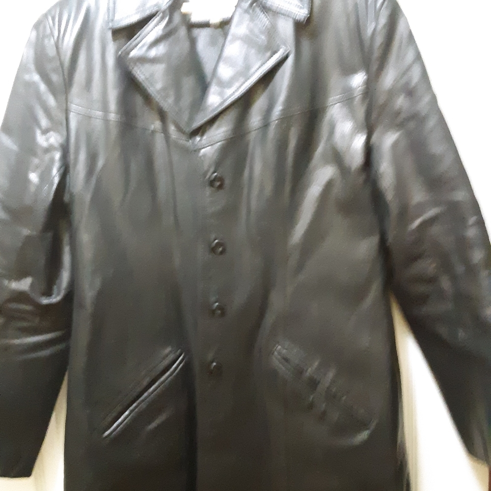 Black peacoat leather